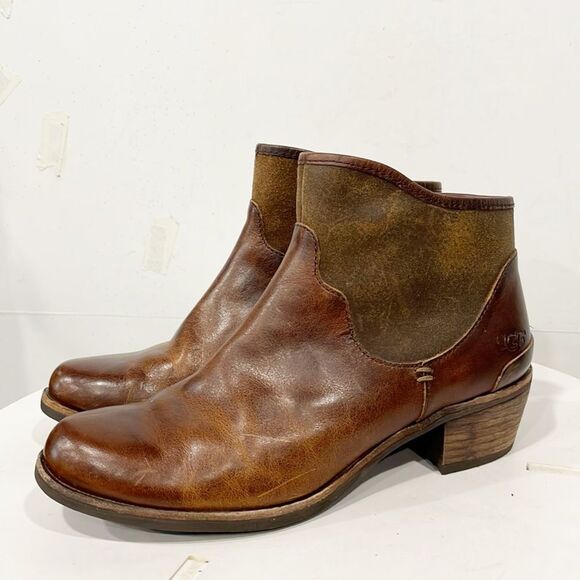 UGG Shoes - UGG Australian Penelope Genuine Leather Ankle Boots Sz 7 Women Zip Brown 1008710